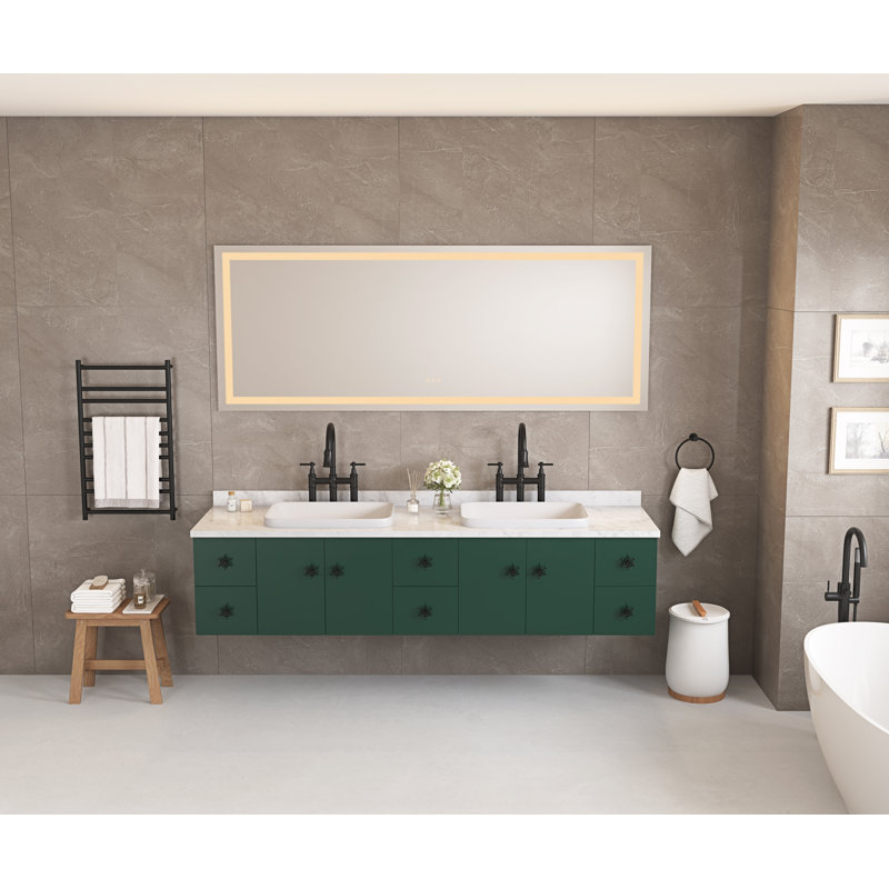 84 po x 30 po - Aluminium - Miroir de salle de bain DEL - Blanc - À intensité variable, antibuée, 3 températures de couleur