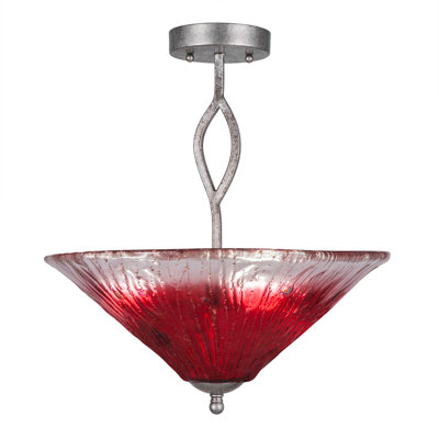 Hiroko Revo Semi-Flush Shown In Aged Silver Finish With 16" Crystal Glass