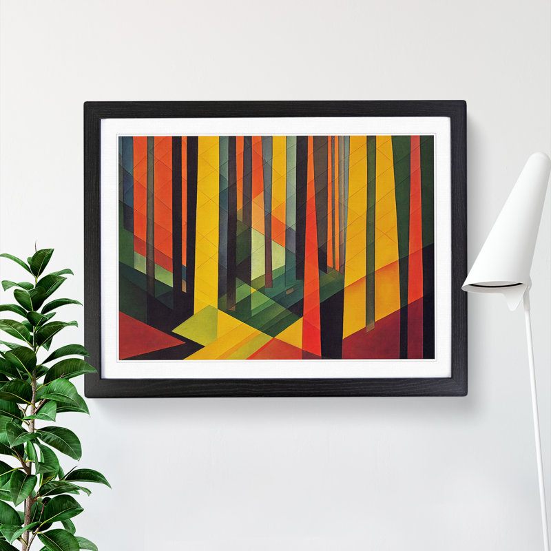Blooming Abstract Forest - Single Picture Frame Print, 46cm H x 64cm W x 2cm D, Black