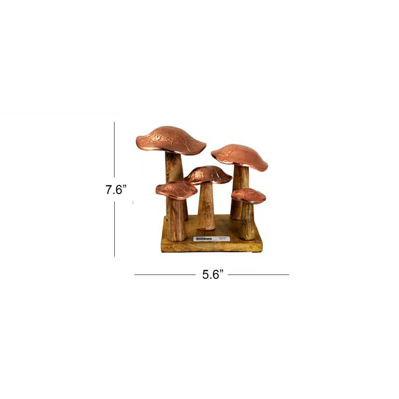 Sculpture en aluminium champignon sur bois Vicksburg, Bronze