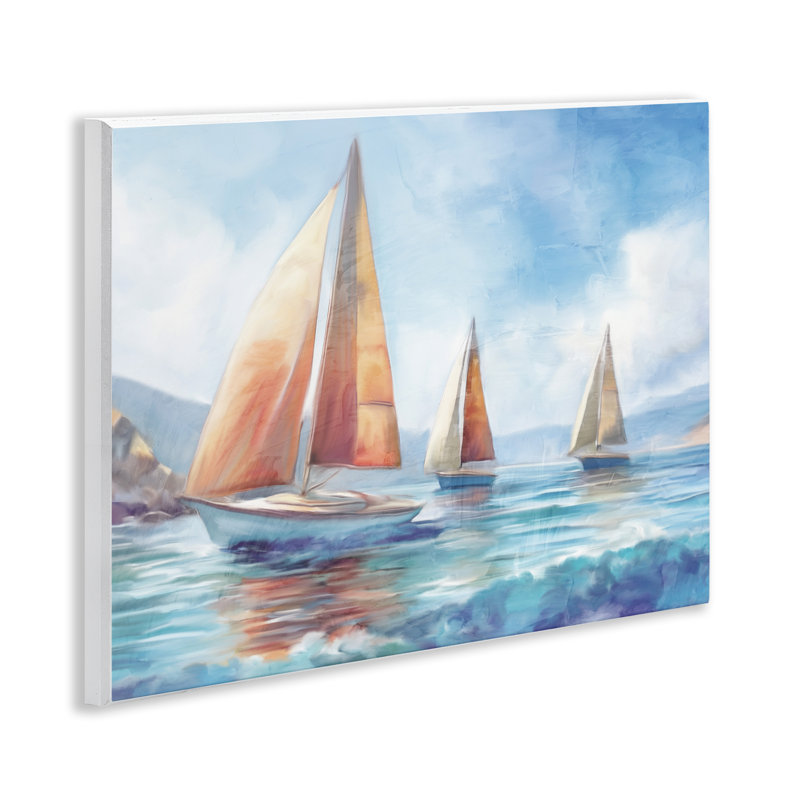 Trois bateaux à la dérive, art mural Kim Allen