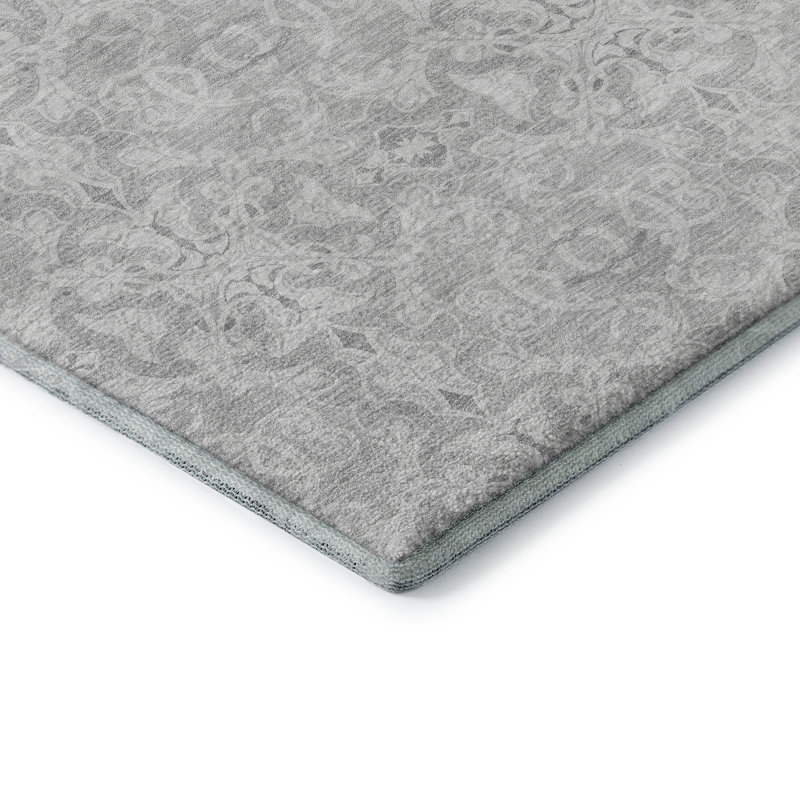Tapis argenté de qualité supérieure lavable à la machine Prisco, Tapis de couloir 2 pi 3 po x 7 pi 6 po