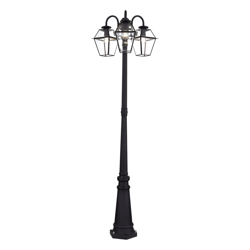 Multi Head Black Outdoor Post Light With Clear Beveled Glass