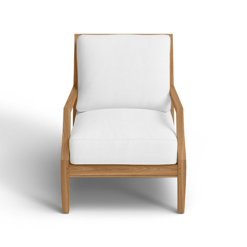 Haley Teak Patio Chair with Cushions, Natural Teak, Natural White, No welt + Standard fill