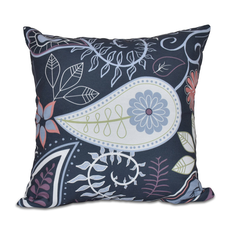 Housse et insert de coussin Botanical Blooms, H 26 po x l 26 po, Bleu marine