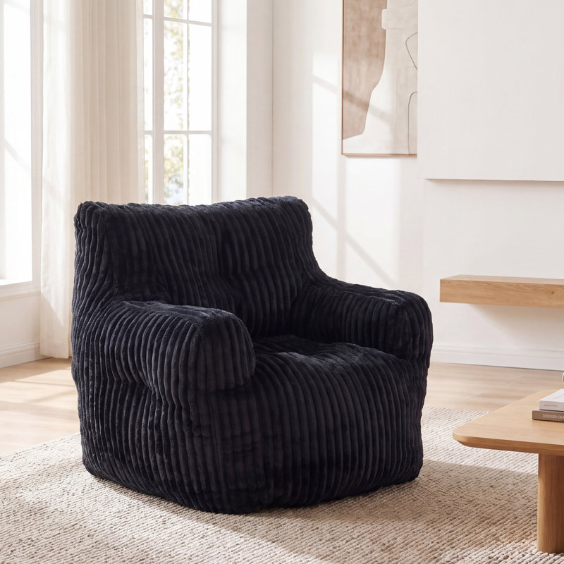 Corduroy Bean Bag Chair, Black