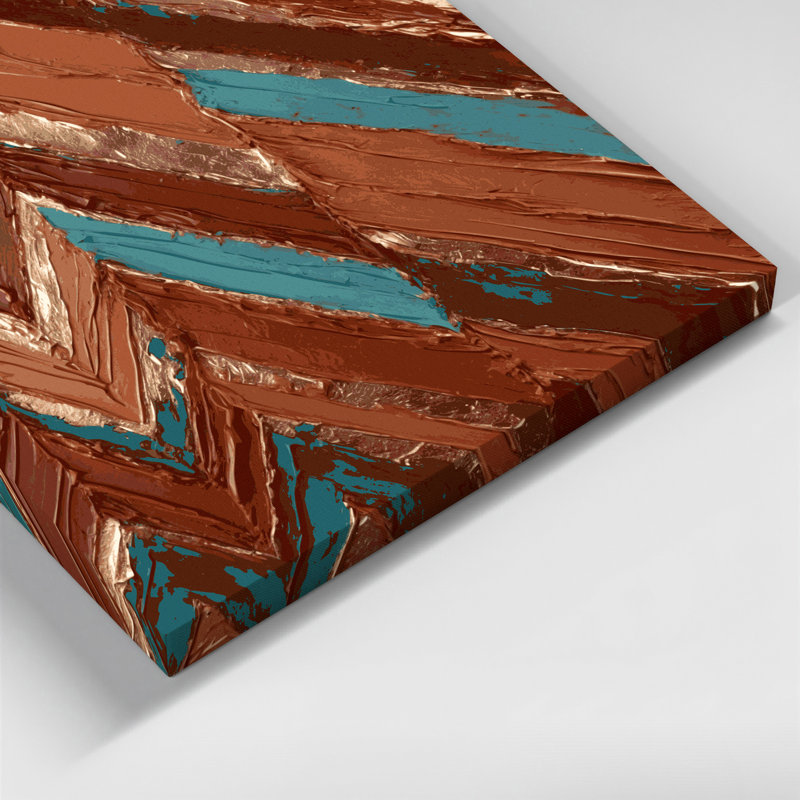 «Southwestern Patterns Navajo Chevron 220», art mural sur toile brune