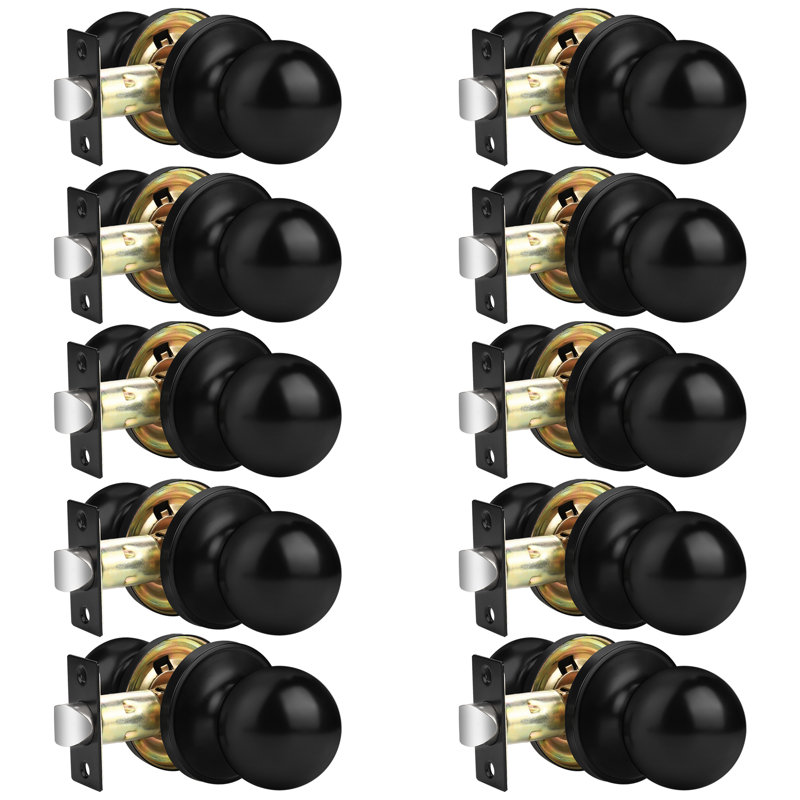 Passage Door Knobs with Round Rosette, Black