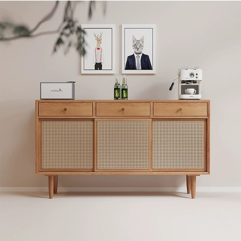 Multi-functional Rattan Cabinet With Drawers 55.12'' Sideboard
