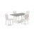 5-Piece Dining Set Includes a Linen White Dinner Table and 4 Cream Linen Fabric Parson Chairs with High Back - Wire Brushed Linen White.-85692389-85692390-130066747