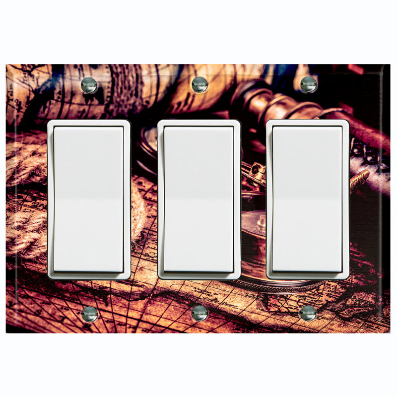 Patterned 3 - Gang Toggle Light Switch Standard Wall Plate