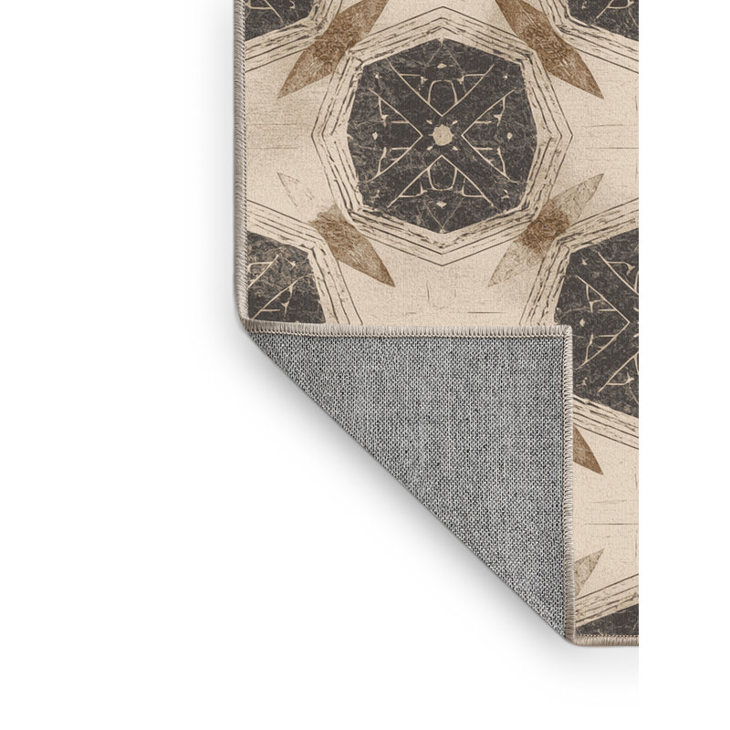 Machine Washable Roslindale Global Inspired Moroccan Rug in Beige – Beige Binding, 8x10