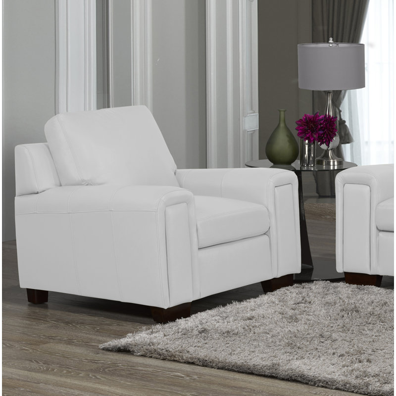 Fauteuil Edgmon, Cuir gris argenté