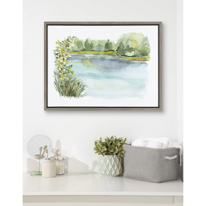 Bungalow Rose Sylvie Pond Landscape Framed Canvas By Patricia Shaw ...