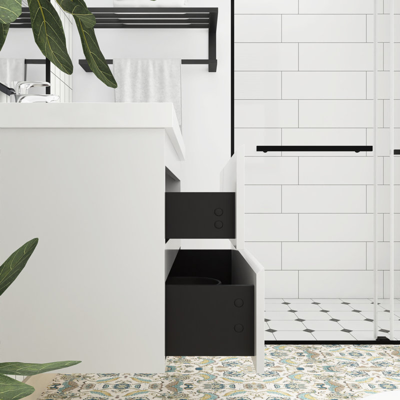 Meuble-lavabo simple avec plateau Gombach, Blanc