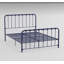 Lit moderne, lit plateforme en métal à finition bleue 1pc, lit dans une boîte