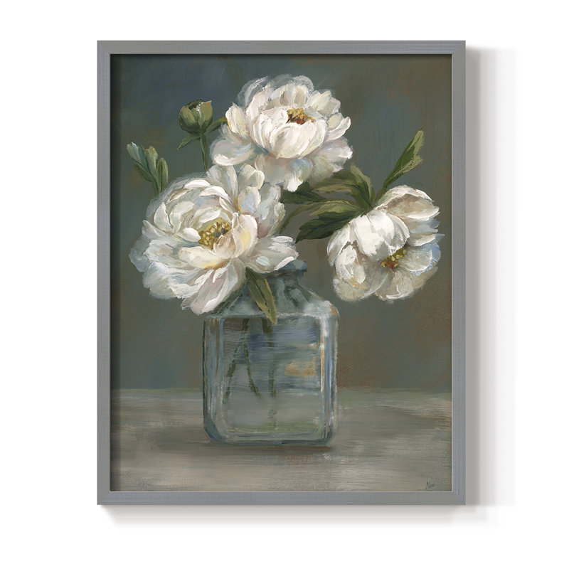 Vintage Roses Framed Print - Solid Wood, Gris, H 11 po x l 9 po