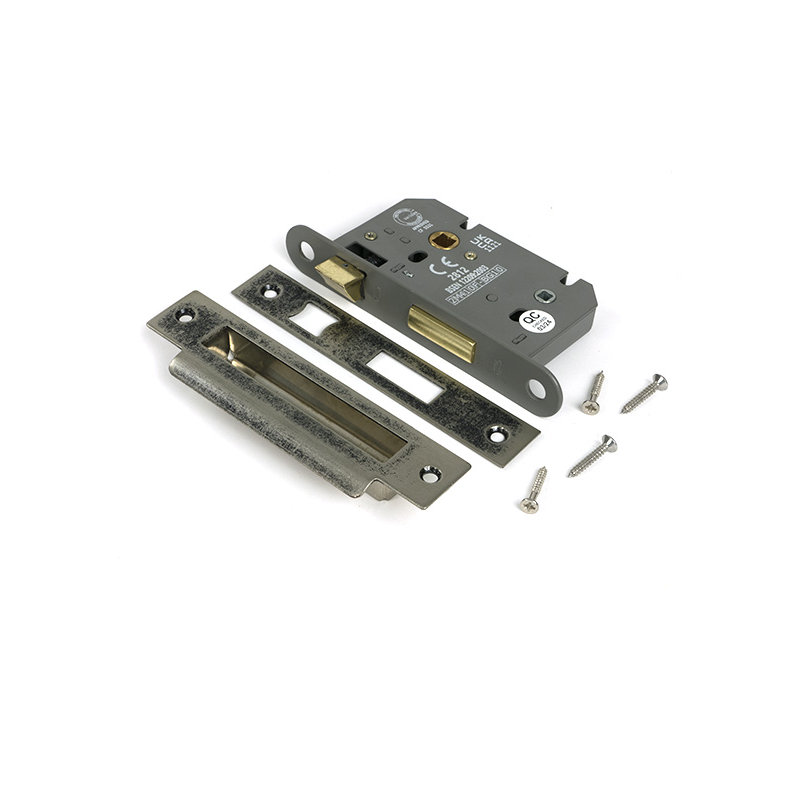 Heavy Duty Bathroom Lock, Pewter Patina