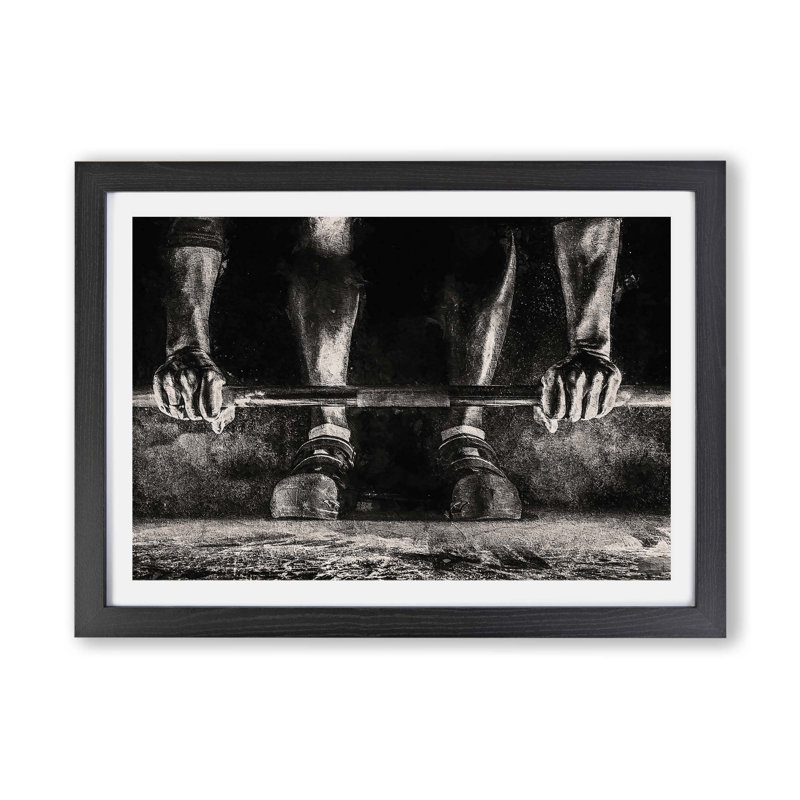 Body Building Weights - Single Picture Frame Print, 45cm H x 63cm W x 2cm D, Black