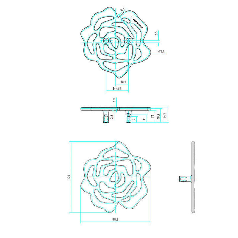 Flower Novelty Knob, Black Nickel