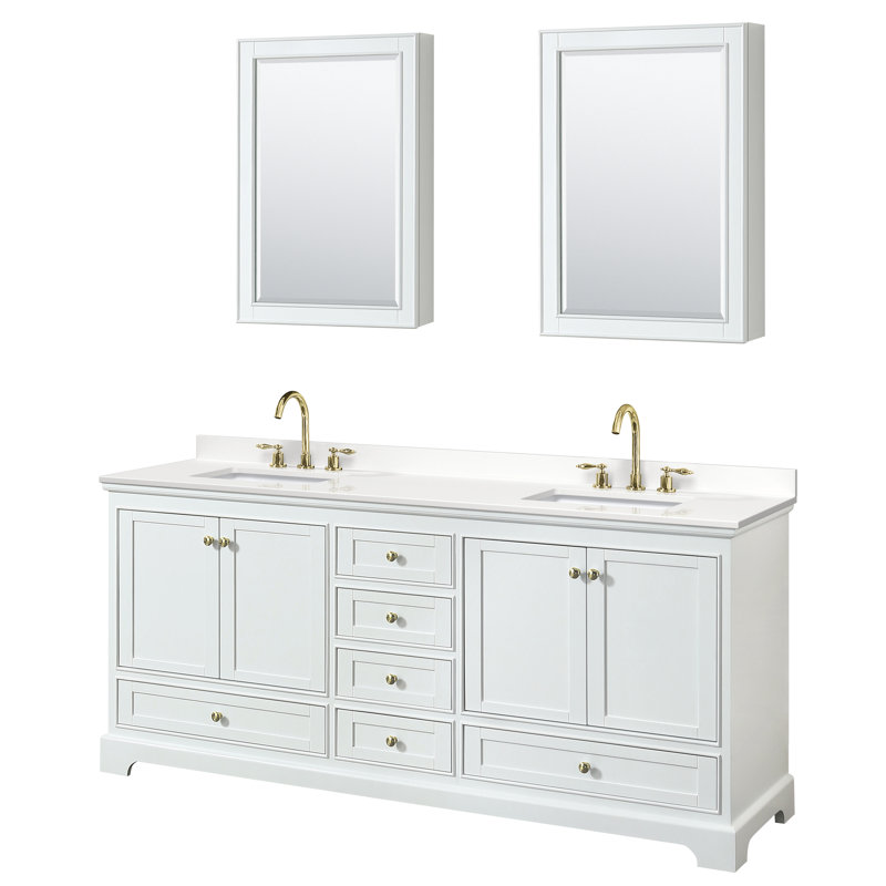 Deborah 60'' Double Bathroom Vanity with Quartz Top, White Quartz, Dark Espresso, Polished Chrome