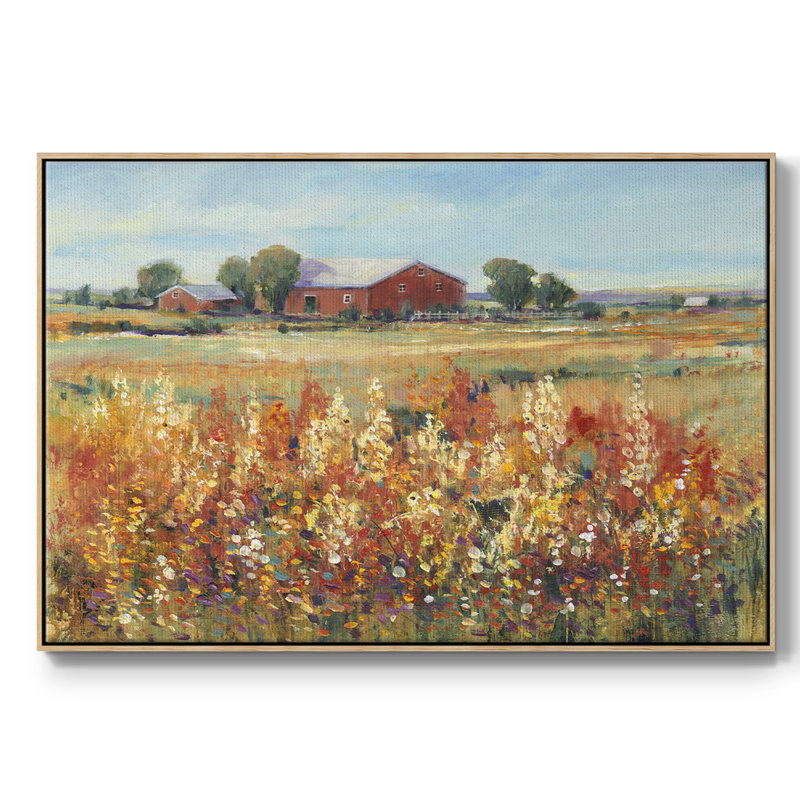 Country View II - reproduction sur toile avec cadre flottant, H 25 po x l 37 po x P 2 po, Bois naturel