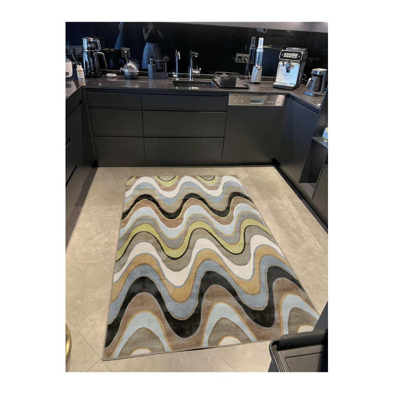 Tapis décoratif lavable à la machine beige, Rectangle 2 pi 6 po x 4 pi 11 po