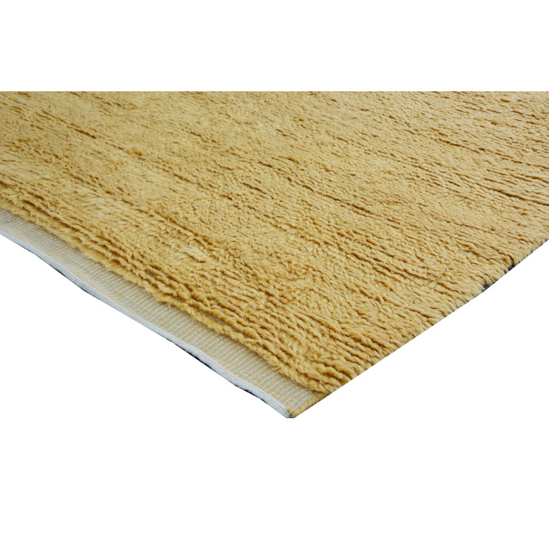 Wool Area Rug in Gold, Rectangle 2' x 3', No Pattern and Not Solid Color