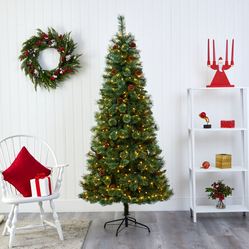 Lighted Artificial Christmas Tree, 7' H