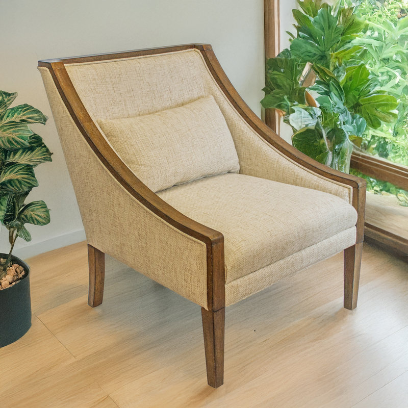 OS Home Occasional Side Accent Chair, Cream Polyester Blend
