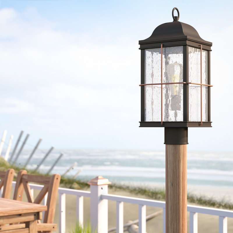 Tête de lanterne à 1 lumière câblée / à brancher Dallas Bronze avec accents en cuivre 1 lumière H
