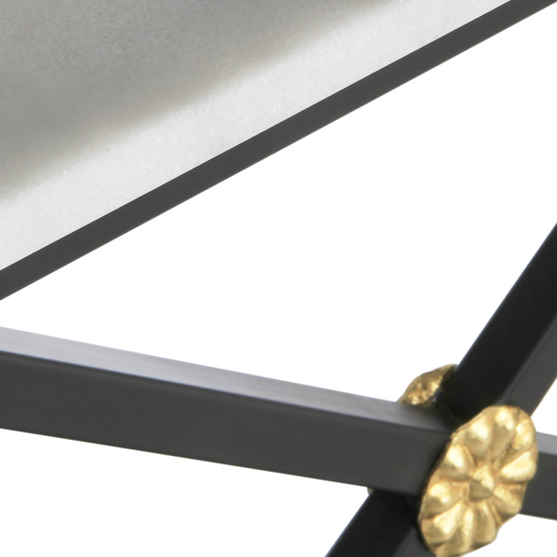 Artemis 60" Console Table, Carrera Marble, 36" H x 60" W x 16" D, Flat Black/Gold Leaf