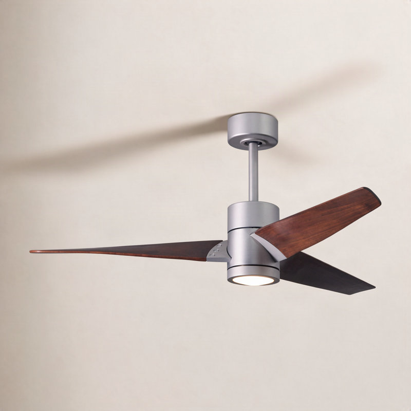 Ceiling Fan with LED Lights, Brushed Nickel, Walnut Tone, 60"