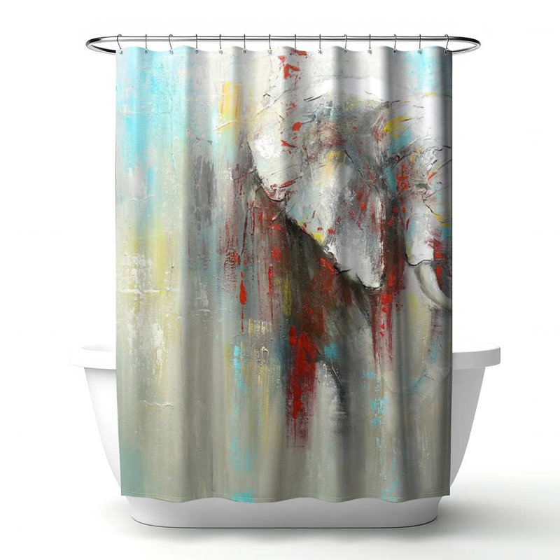 Shower Curtain AN49 – Polyester Shower Curtain, Dye Sublimation Print, 71" W × 74" L, Multicolor