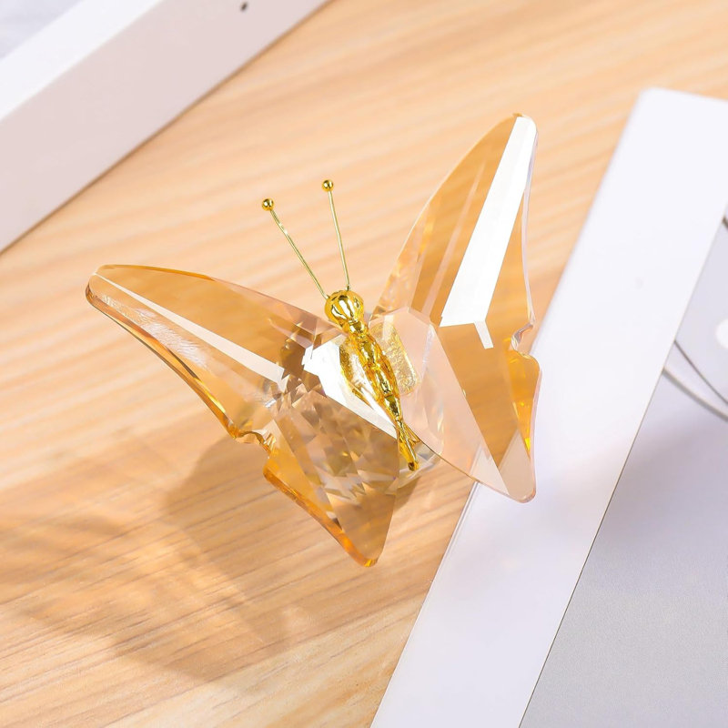 Figurine papillon jaune en cristal