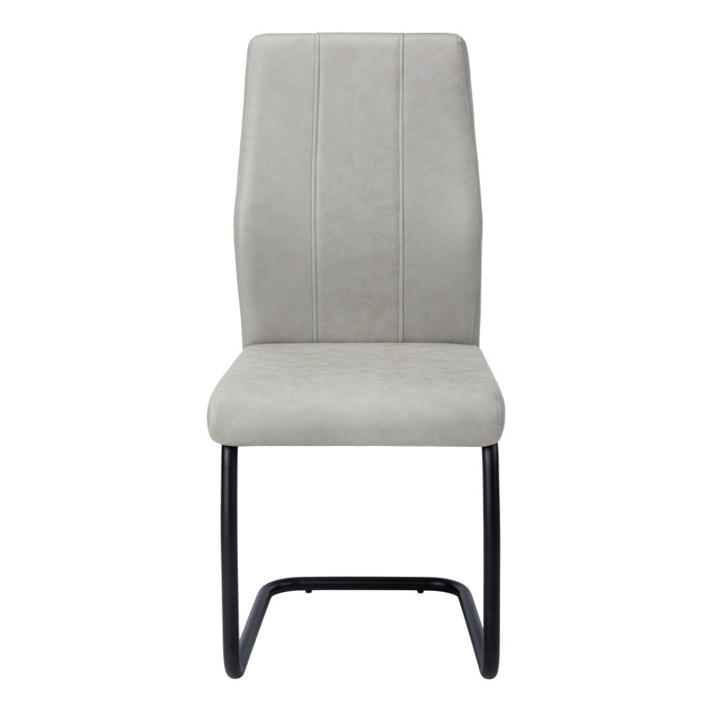 Ensemble de 2 chaises de salle à manger latérales Liam, similicuir capitonné, base en porte-à-faux, Gris, Noir