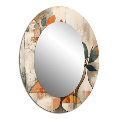 Green and Beige Channeling Bohemian Vibes - Miroir mural ovale vert bohémien
