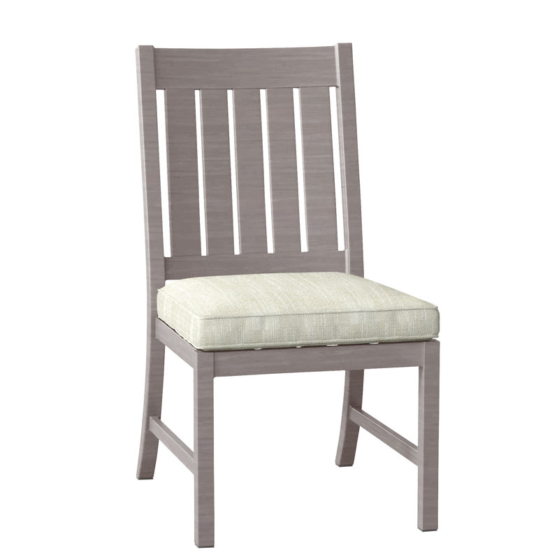 Club Patio Dining Side Chair with Cushions, Welt, Oyster, Rollo Cream