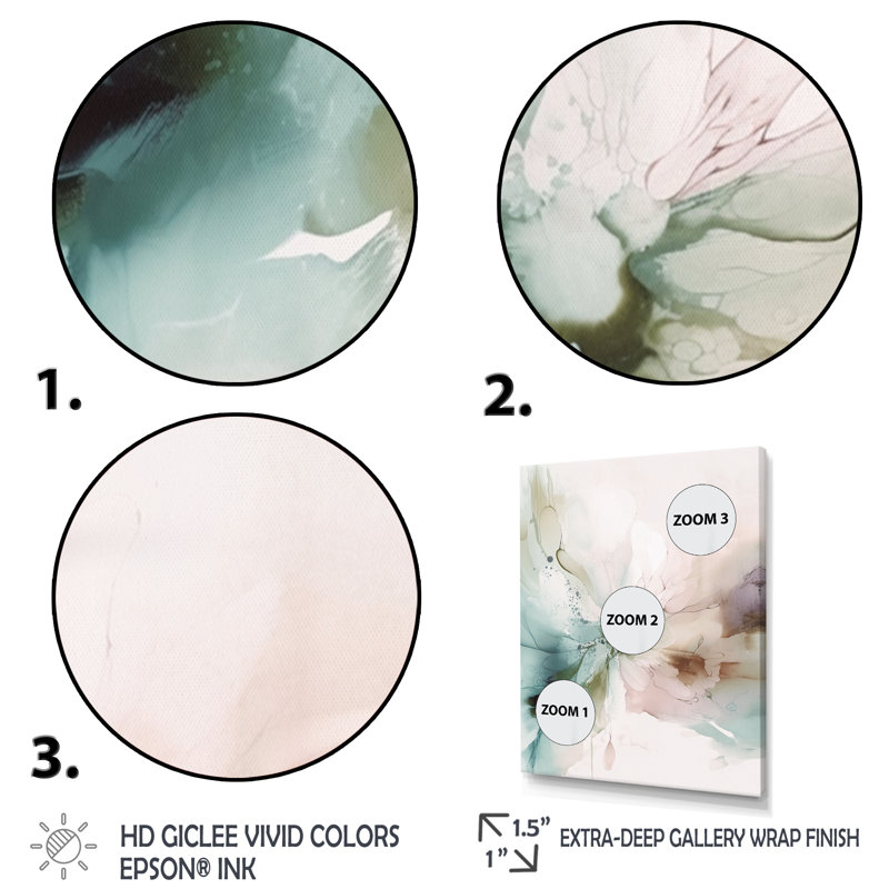 «Green and Cream Abstracted Realities I», reproduction d'art sur toile abstraite, L 16 po x H 32 po, Cadre flottant noir
