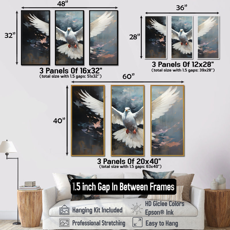 Ensemble de salon Minimalisme Blue Dove III, H 28 po x l 36 po, Cadre naturel flottant