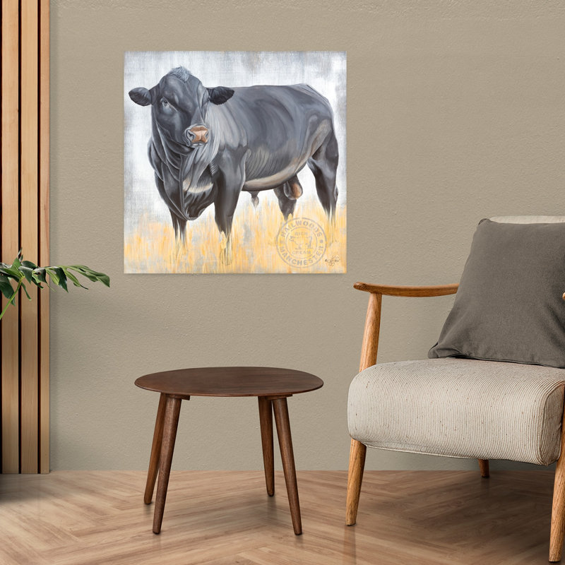 Portrait d'une grande vache bull, H 24 po x l 24 po