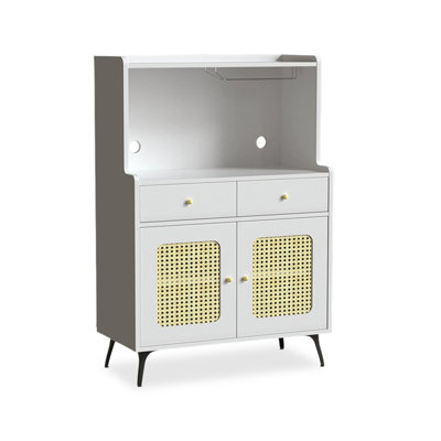 Buffet blanc en bois manufacturé + rotin