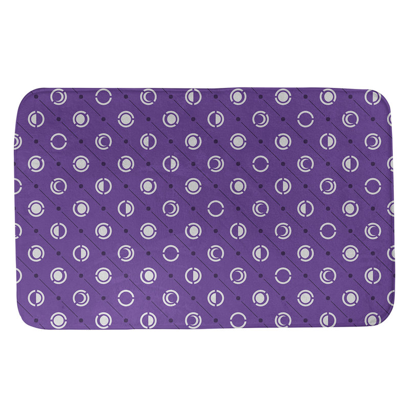 Skeffingt Memory Foam Non-Slip Bath Rug, 21" W x 34" L, Purple/Black