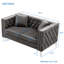 Canapé moderne en velours de 59,4 pouces de largeur avec boutons, accoudoirs carrés et 2 coussins Modern-548433186-548433185-548433198
