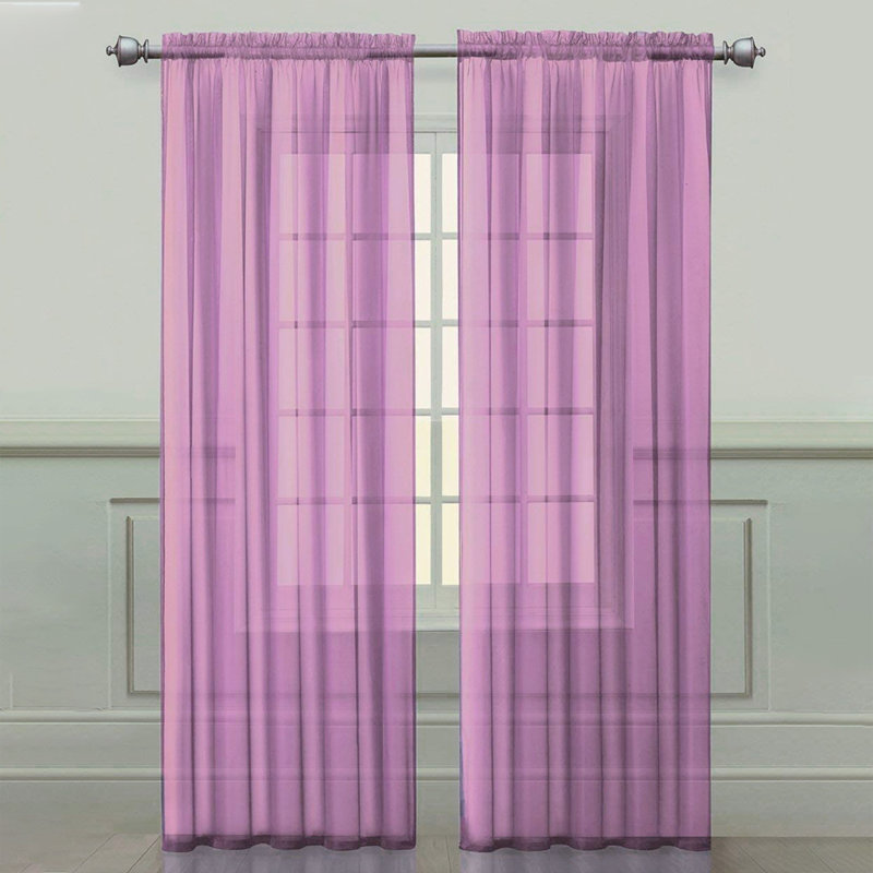 1pièces rideaux en tulle translucide translucide moderne pour fenêtre de salon voilage pour salon 100 cm x 200 cm, Mauve