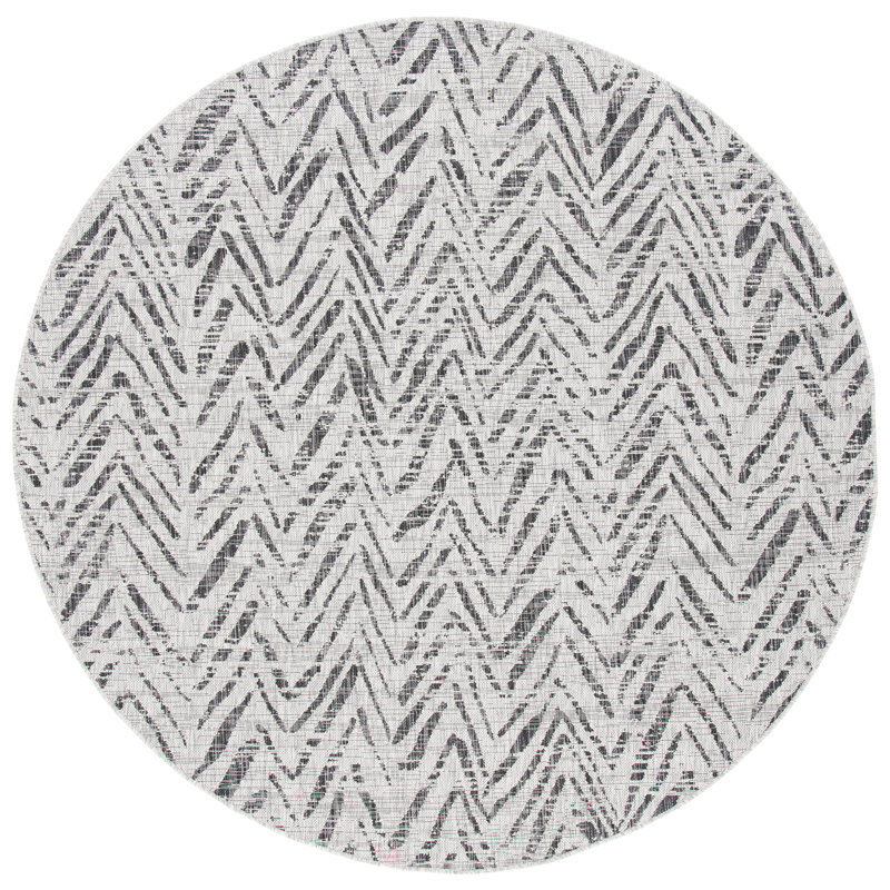 Smeltertown Performance Chevron Indoor/Outdoor Area Rug, Round 7'1"