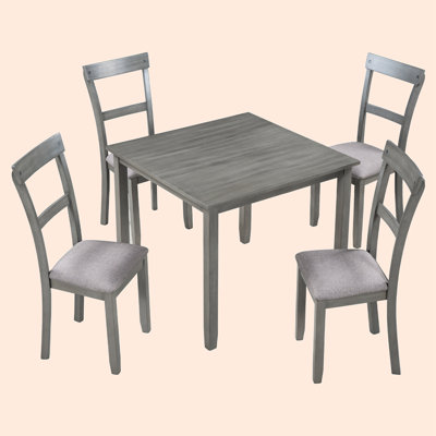 5 Piece Dining Table Set Industrial Wooden Kitchen Table And 4 Chairs For Dining Room (Espresso) -  Red Barrel StudioÂ®, 579A85F39BEE450281DBFD4D8BBC13EB