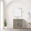 30 po Armoire de salle de bain en chêne gris X 22, comptoir en quartz blanc, miroir 28 et meuble-lavabo