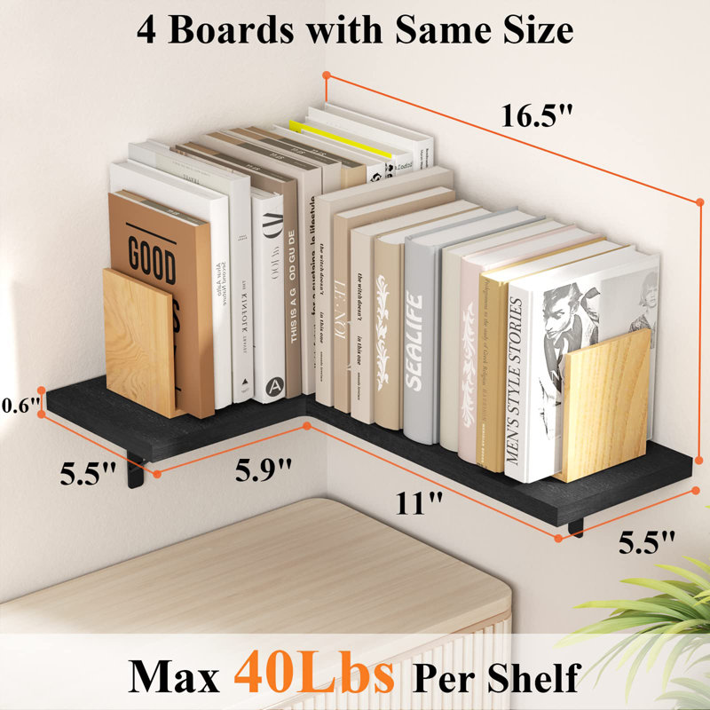 Corner Shelf Wall Mounted, Black