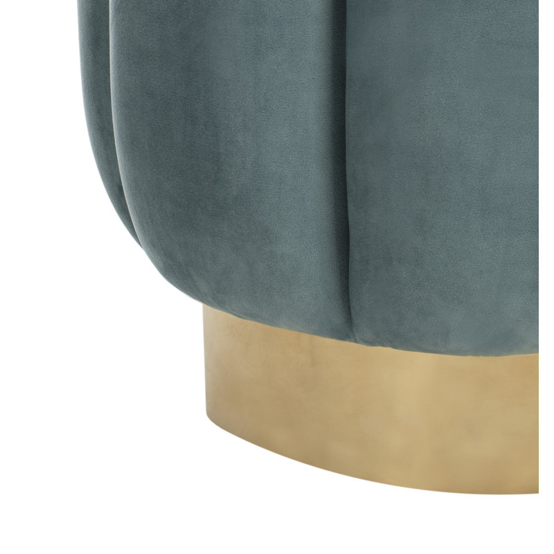 Maxine Round Ottoman, Seafoam Velvet